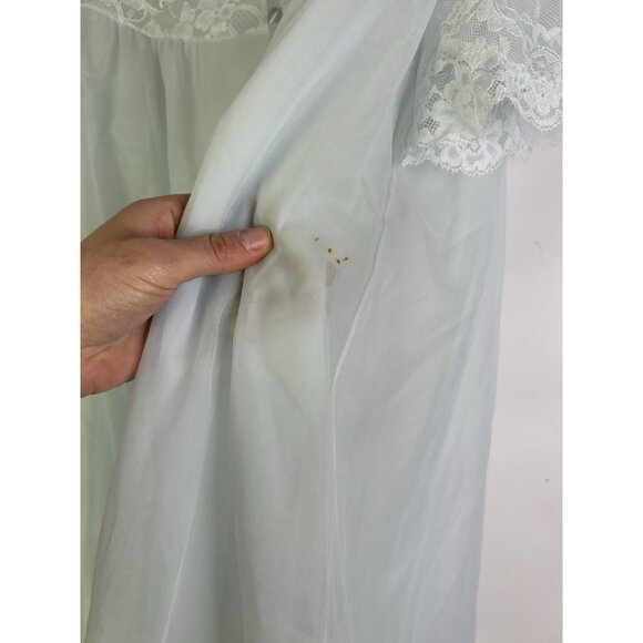 Vintage 60s Sheer Nylon Lace Full Sweep Negligee Pignoir USA - Picture 7 of 10